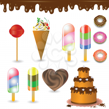 colorful illustration with  collection of  sweets for your design