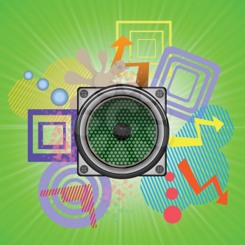 colorful illustration with speaker for your design