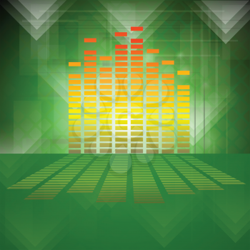 colorful illustration with equalizer on green background for your design