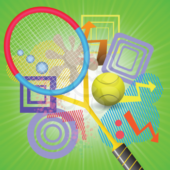 colorful illustration with tennis background for your design