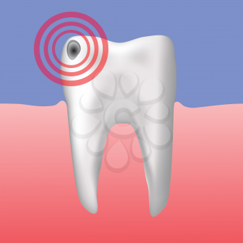colorful illustration with hole in the tooth for your design