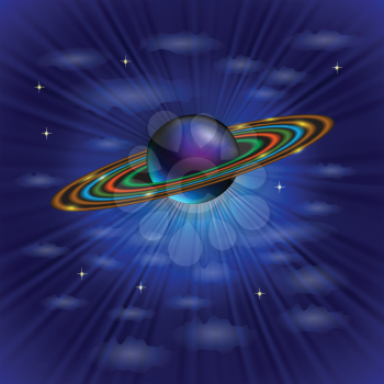 colorful illustration with planet from solar system for your design
