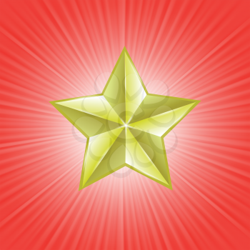 colorful illustration with  gold star on a red background for your design