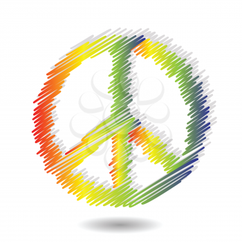 colorful illustration with peace icon on a white background for your design
