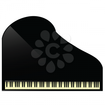 illustration with black grand piano icon  on a white background for your design
