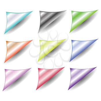 colorful illustration with  set of paper corners on a white background