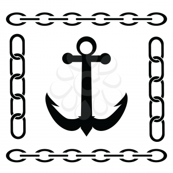  illustration with  silhouette of anchor on a white background