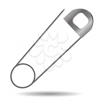  illustration with steel safety pin  on a white background