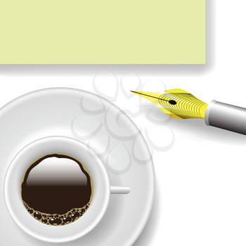 colorful illustration with  cup of coffee  on a white background