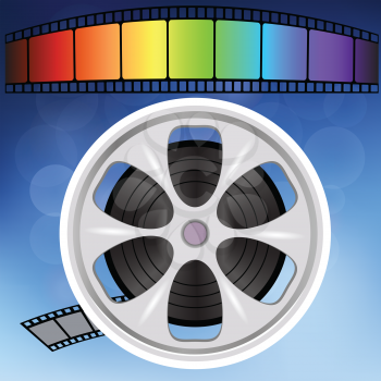 colorful illustration with Old film strip  on a blue  background