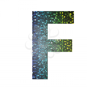 colorful illustration with letter F of different colors on a white background