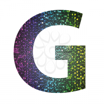 colorful illustration with letter G of different colors on a white background