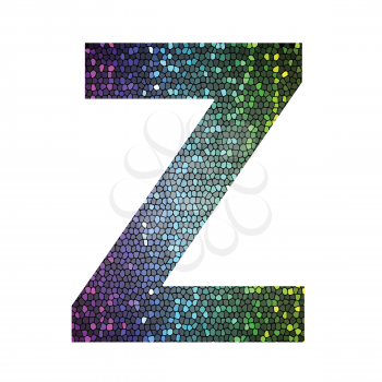 colorful illustration with letter Z of different colors on a white background