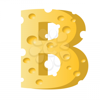 colorful illustration with cheese letter B  on a white background