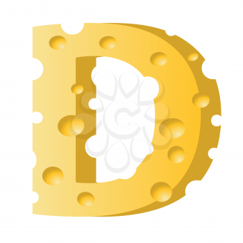 colorful illustration with cheese letter D  on a white background