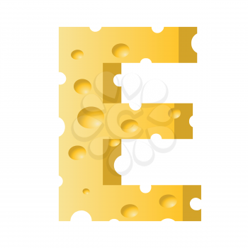 colorful illustration with cheese letter E  on a white background