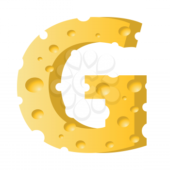 colorful illustration with cheese letter G  on a white background