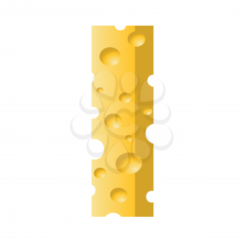 colorful illustration with cheese letter I  on a white background
