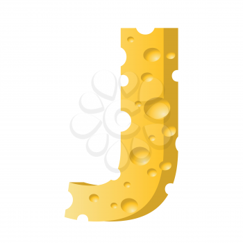 colorful illustration with cheese letterJ  on a white background