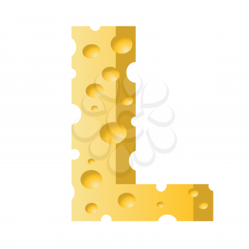 colorful illustration with cheese letter L  on a white background
