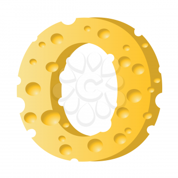 colorful illustration with cheese letter O  on a white background