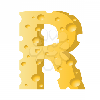 colorful illustration with cheese letter R  on a white background