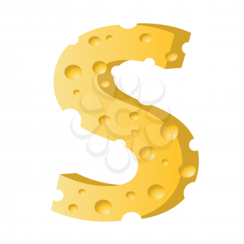 colorful illustration with cheese letter S  on a white background