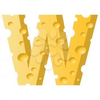 colorful illustration with cheese letter W on a white background