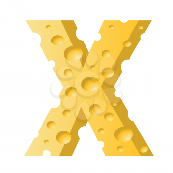colorful illustration with cheese letter X  on a white background