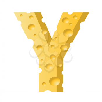 colorful illustration with cheese letter Y  on a white background