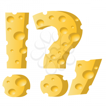 colorful illustration with cheese question mark on a white background