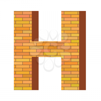 colorful illustration with brick letter H  on a white background