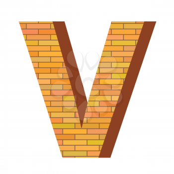 colorful illustration with brick letter V  on a white background
