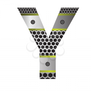 colorful illustration with perforated metal letter Y  on a white background