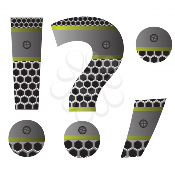 colorful illustration with perforated metal question mark  on a white background