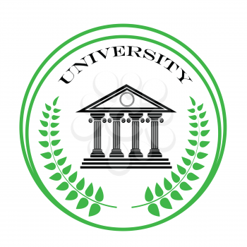 colorful illustration with university symbol on a white background