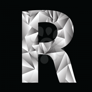 illustration with crystal letter R  on a black background