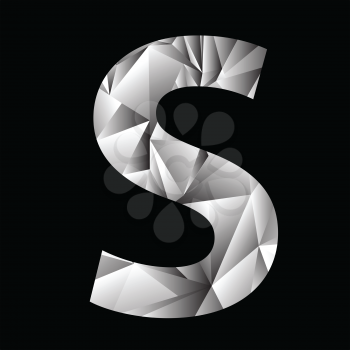 illustration with crystal letter S  on a black background