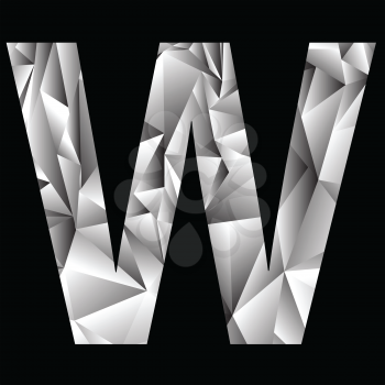 illustration with crystal letter W  on a black background