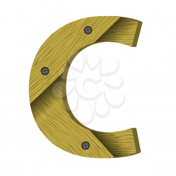colorful illustration with wood letter C  a white background