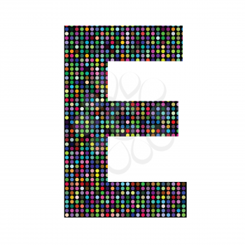 colorful illustration with multicolor letter E on  a white background