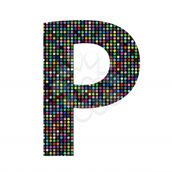 colorful illustration with multicolor letter P on  a white background