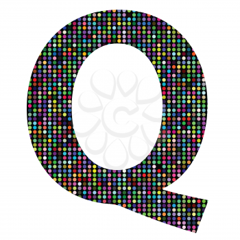 colorful illustration with multicolor letter Q on  a white background