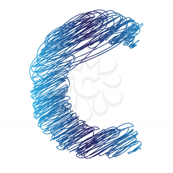 colorful illustration with sketched letter C on  a white background