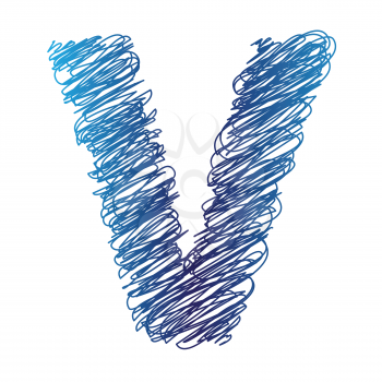 colorful illustration with sketched letter V on  a white background