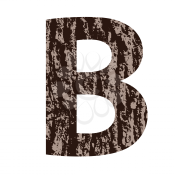 colorful illustration with letter B made from oak bark on  a white background