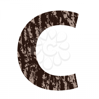 colorful illustration with letter C made from oak bark on  a white background