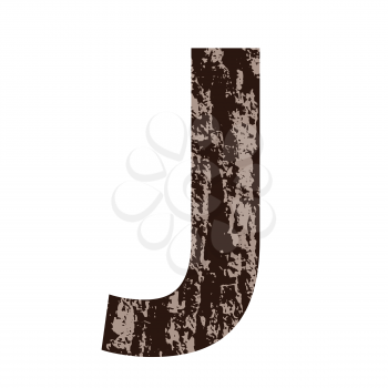 colorful illustration with letter J made from oak bark on  a white background