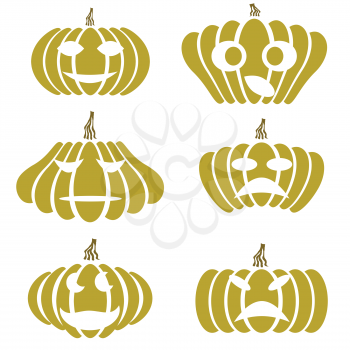  illustration with abstract  silhouettes of pumpkin on  a white background