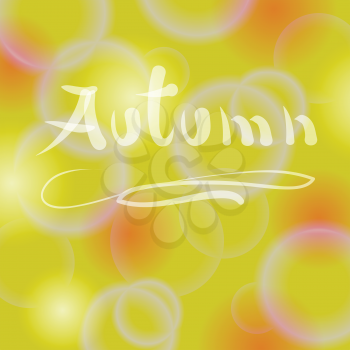 colorful illustration with abstract  blurred yellow autumn background